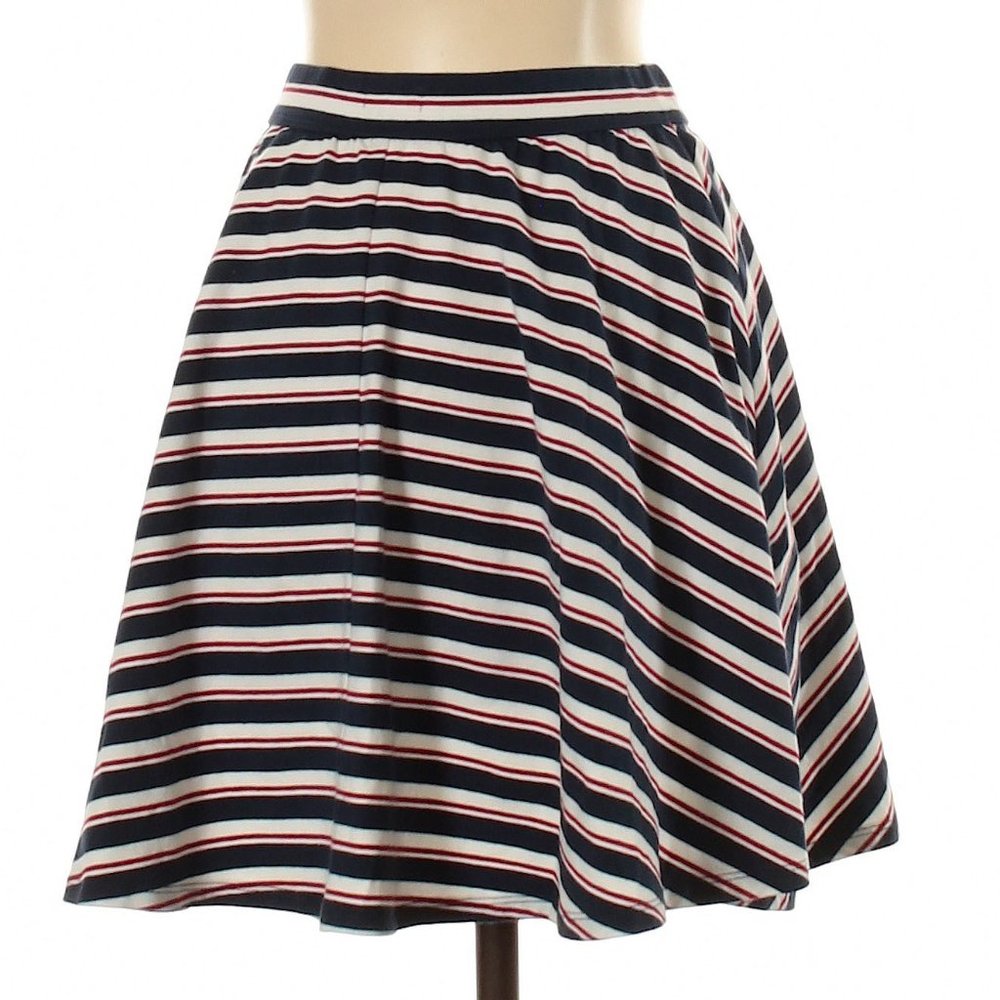 Hollister Navy Striped A-Line Skirt | Preppy Cotton Mini | Size S - Picture 4 of 9